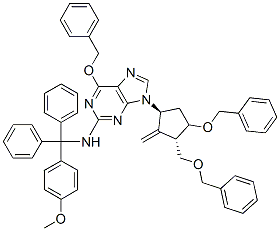 9H-Purin-2-amine, N-(4-methoxyphenyl)diphenylmethyl-9-[2-methylene-4-(phenylmethoxy)-3-(phenylmethoxy)methyl cyclopentyl-6-(phenylmethoxy)-, 1S-(1alpha, 3alpha, 4beta)