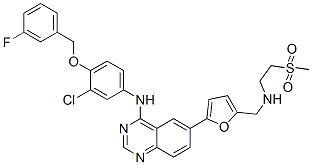N-3-Chloro-4-(3-fluorophenyl)methoxy phenyl-6-5-(2-methylsulfonylethylamino)methyl-2-furyl quinazolin-4-amine