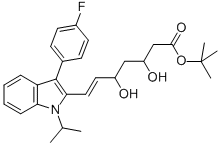 T-Butyl(E)-3,5-dihydroxy-7-[3-(4-fluorophenyl)-1-methylethyl-indol-2-yl]-6-heptenoate